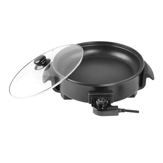 Brentwood 12" Round Black Nonstick Electric Skillet with Vented Glass Lid